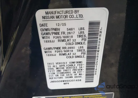 2006 Infiniti Fx35 z USA, uszkodzony, nr VIN JNRAS08WX6X201458